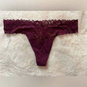 NWT Victoria’s Secret Burgundy Lace Thong XL